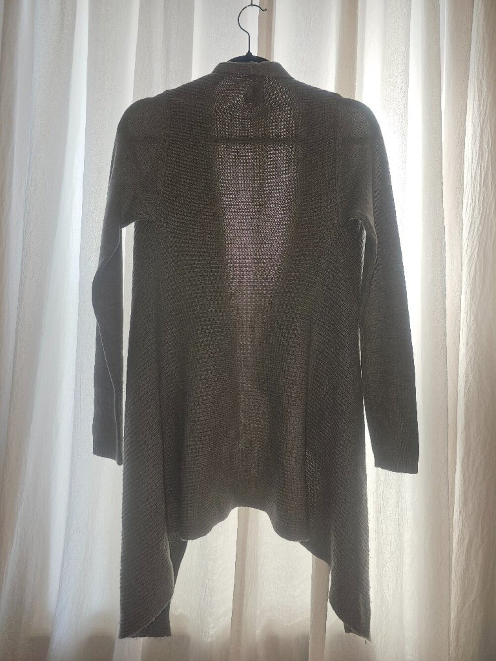 Express Gray Long Waterfall Draped Open Front Cardigan Sweater S